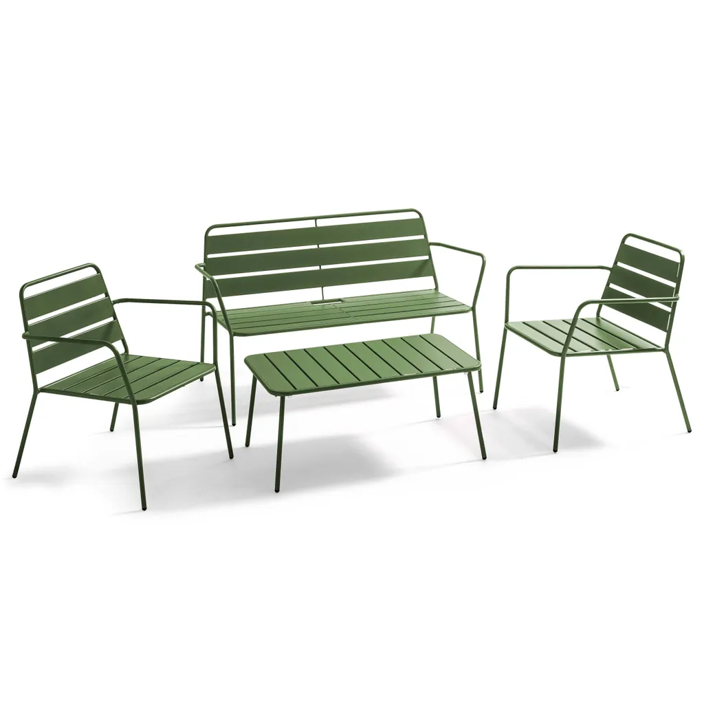 Table basse de jardin résistante à la rouille vert cactus en acier