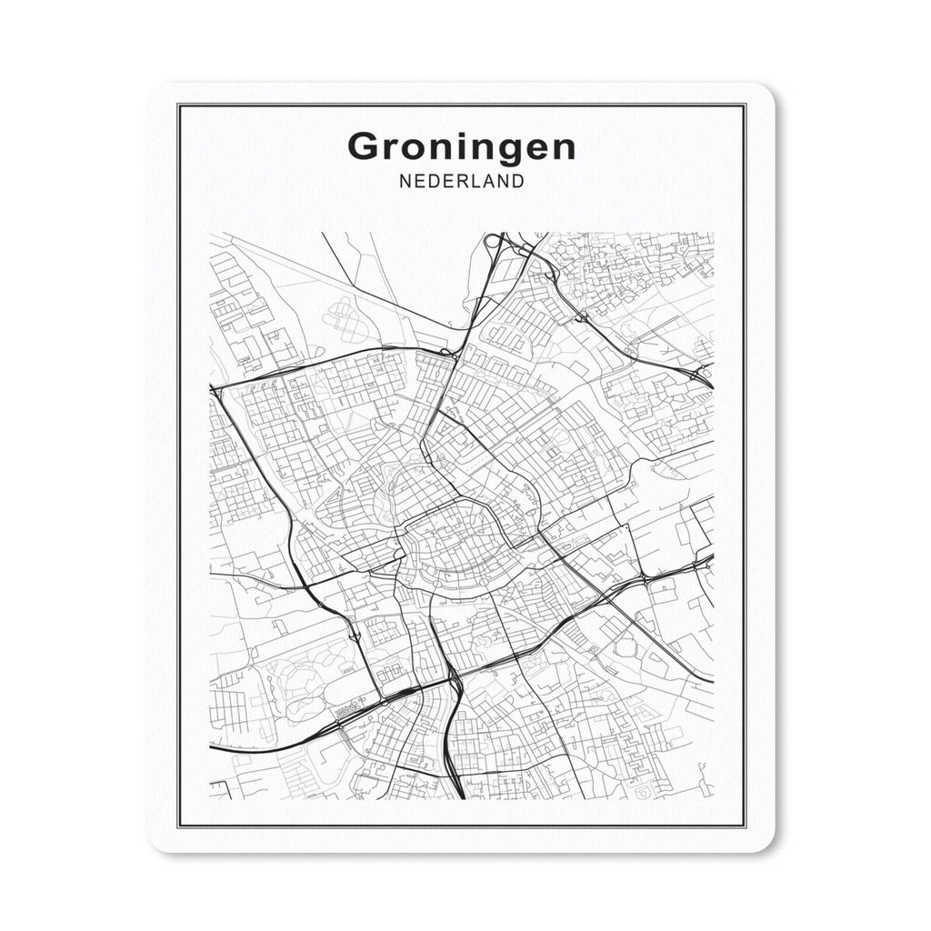 MuchoWow Mauspad Mousepad Stadtplan - Schwarz und weiß - Groningen 30x40 cm - Mousepads - Maus Mat - Pad - Mausunterlage - Mausmatten