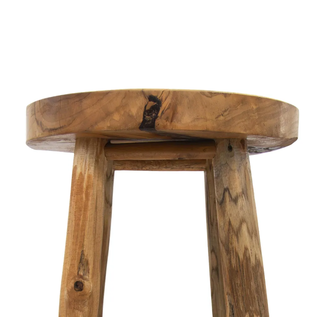 Tabourets de Bar en Teck 72 cm - Stable et Robuste 120 kg - Lot de 2 Bois - 3