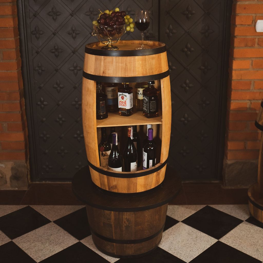 Dřevěný sud, vinotéka v retro stylu, dřevěný stojan na Obrázek produktu 4