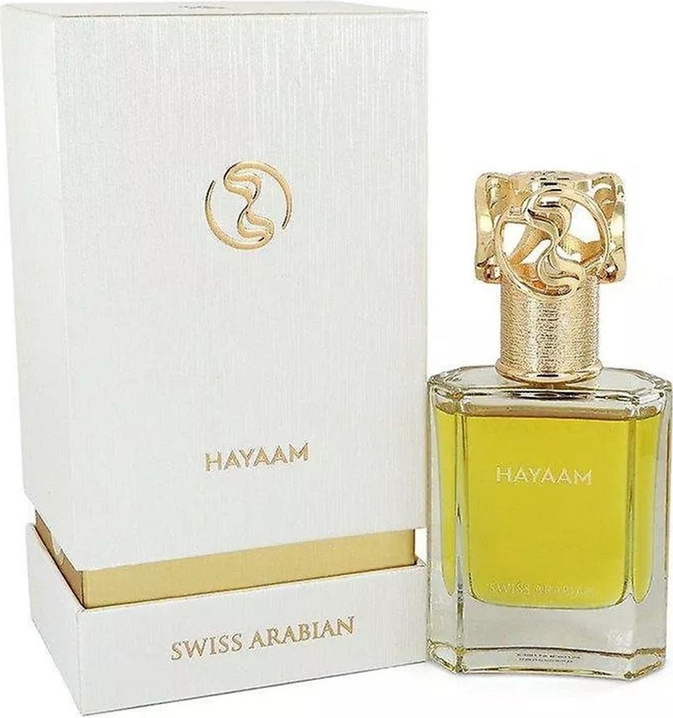 A perfume bottle and its packaging are displayed.