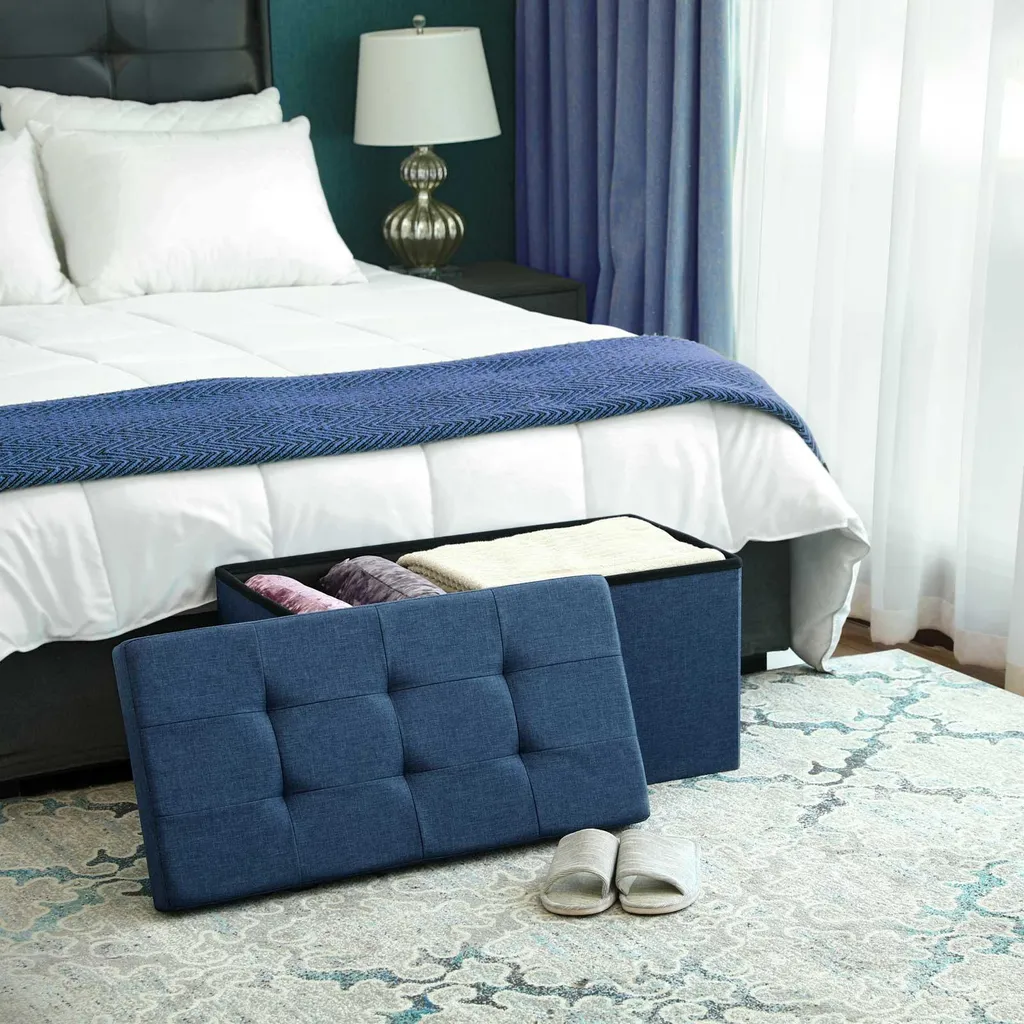 Banc d'appoint bleu marine 76 cm pour optimiser l'espace de vie - 4
