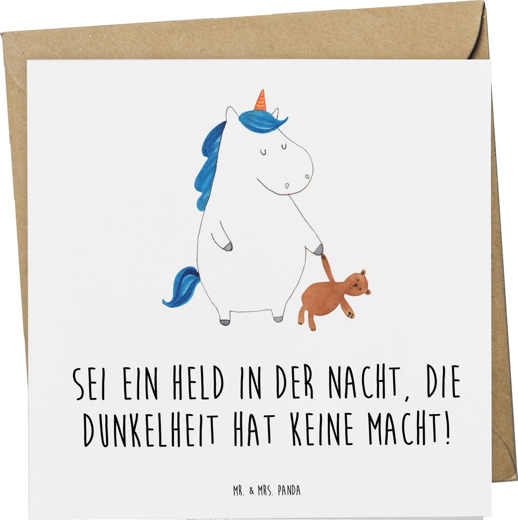 Mr. & Mrs. Panda Grußkarte Angst vor Dunkelheit überwinden - Weiß - Geschenk, doppelkarte, hat keine Macht, Trost, Motivation, Glückwunschkarte...