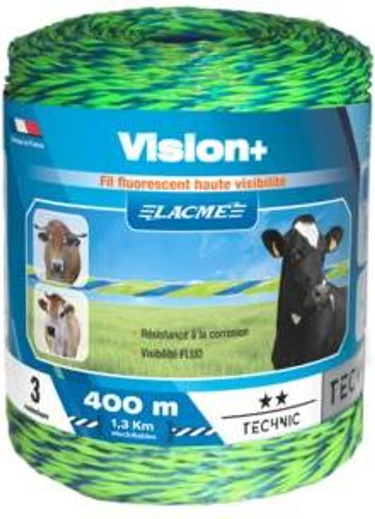 Fil clôture 400M VISION+ Lacmé 3 conducteurs pour parc et pâturage