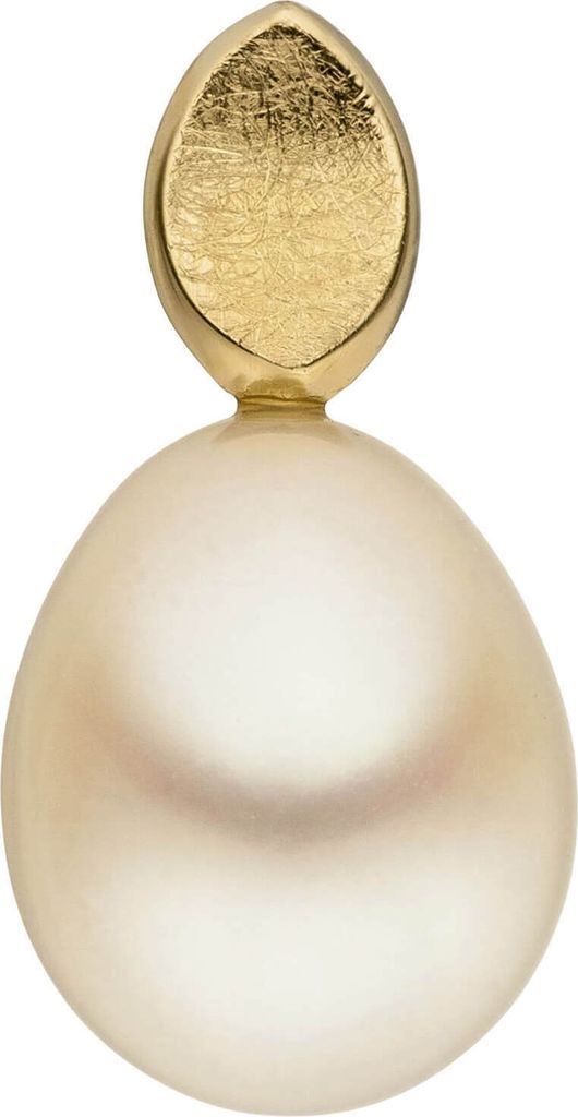 Anhänger mit Süßwasser Perle 8,5-9mm creme-weiß 585 Gold Gelbgold eismatt