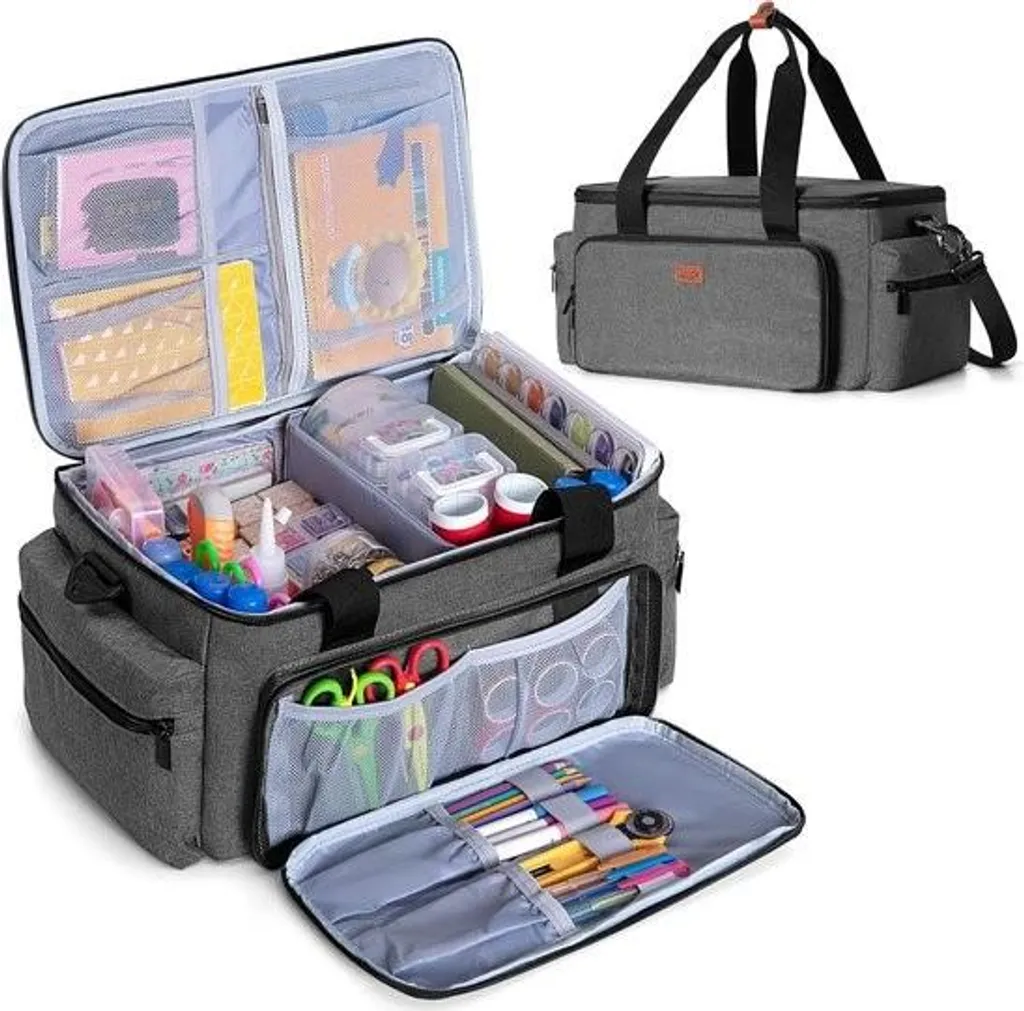 Sacoche de rangement gris souris pour scrapbooking et arts créatifs