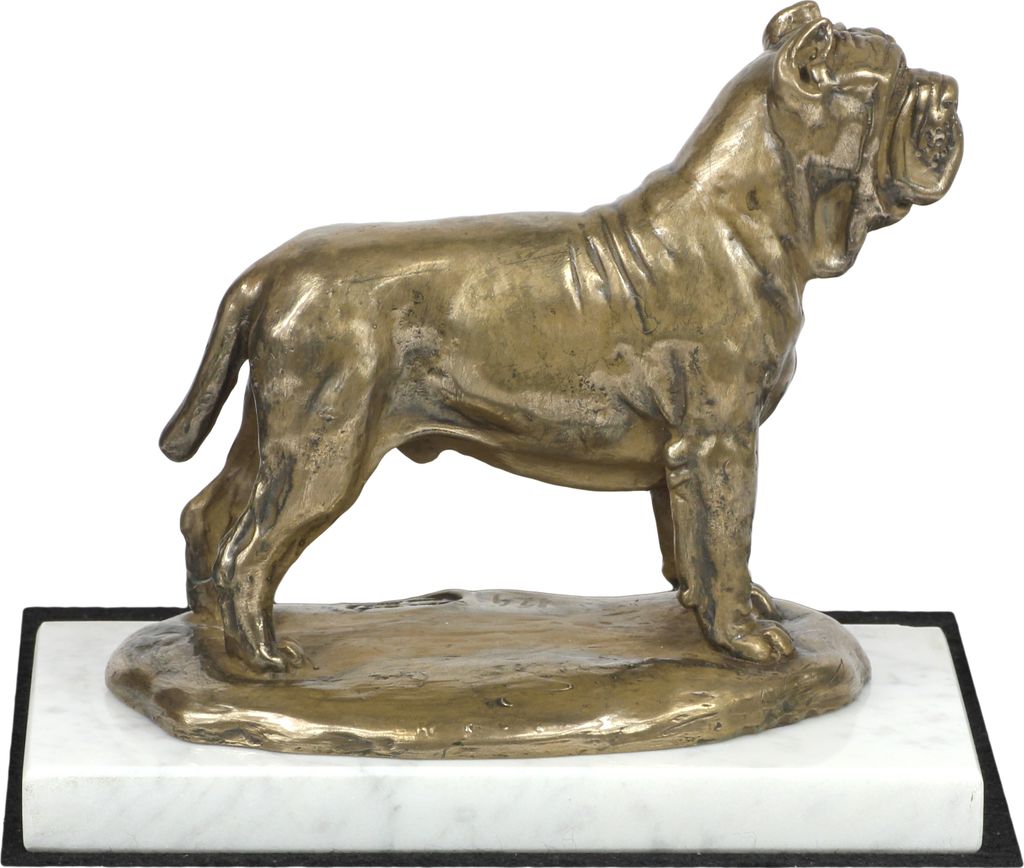 Mastino Napoletano, Neapolitanischer Mastiff - Hundestatue, Figur auf weißem Marmor, Trophäe für die Art-Dog-Hundeaustellung