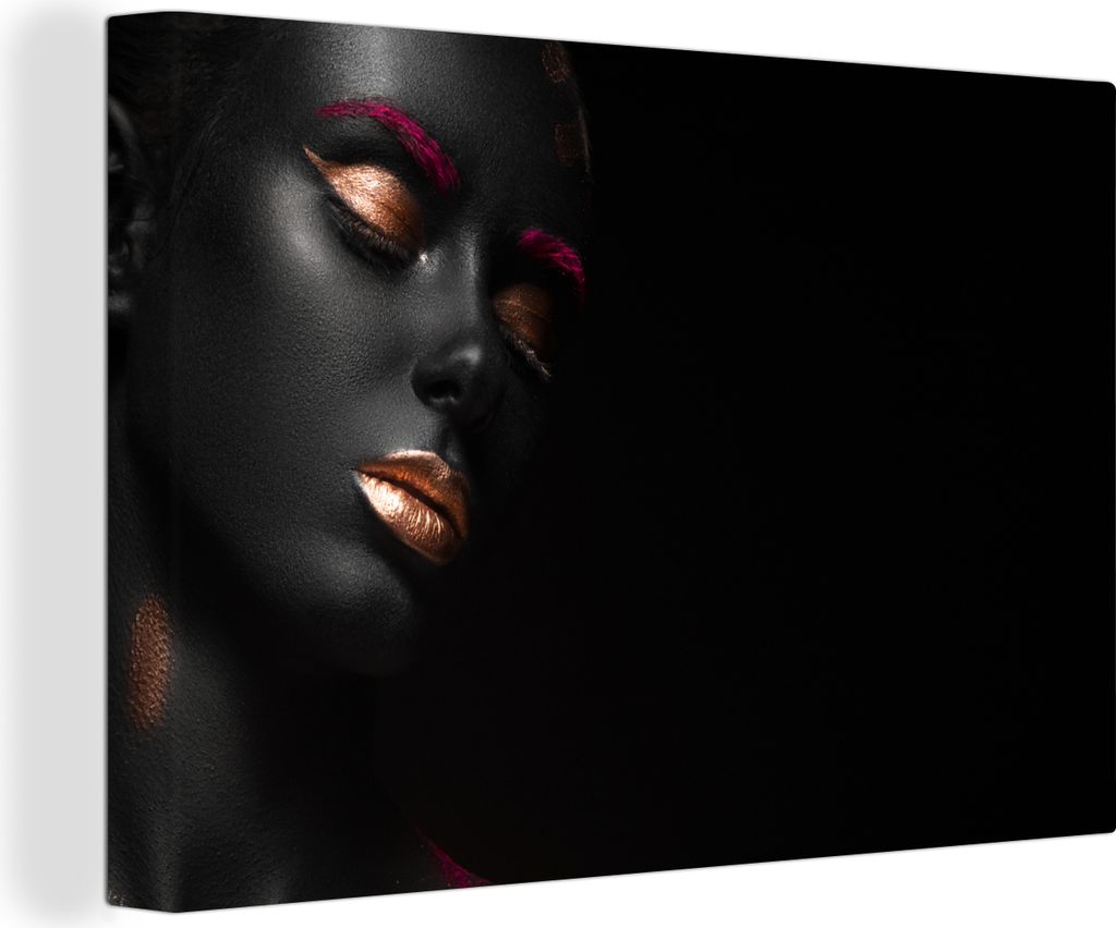 OneMillionCanvasses - Leinwandbilder - 140x90 cm, Frau - Schwarz - Kupfer, Wandbilder Kunstdruck Wanddekoration - Foto auf Leinwand - Gemälde au...