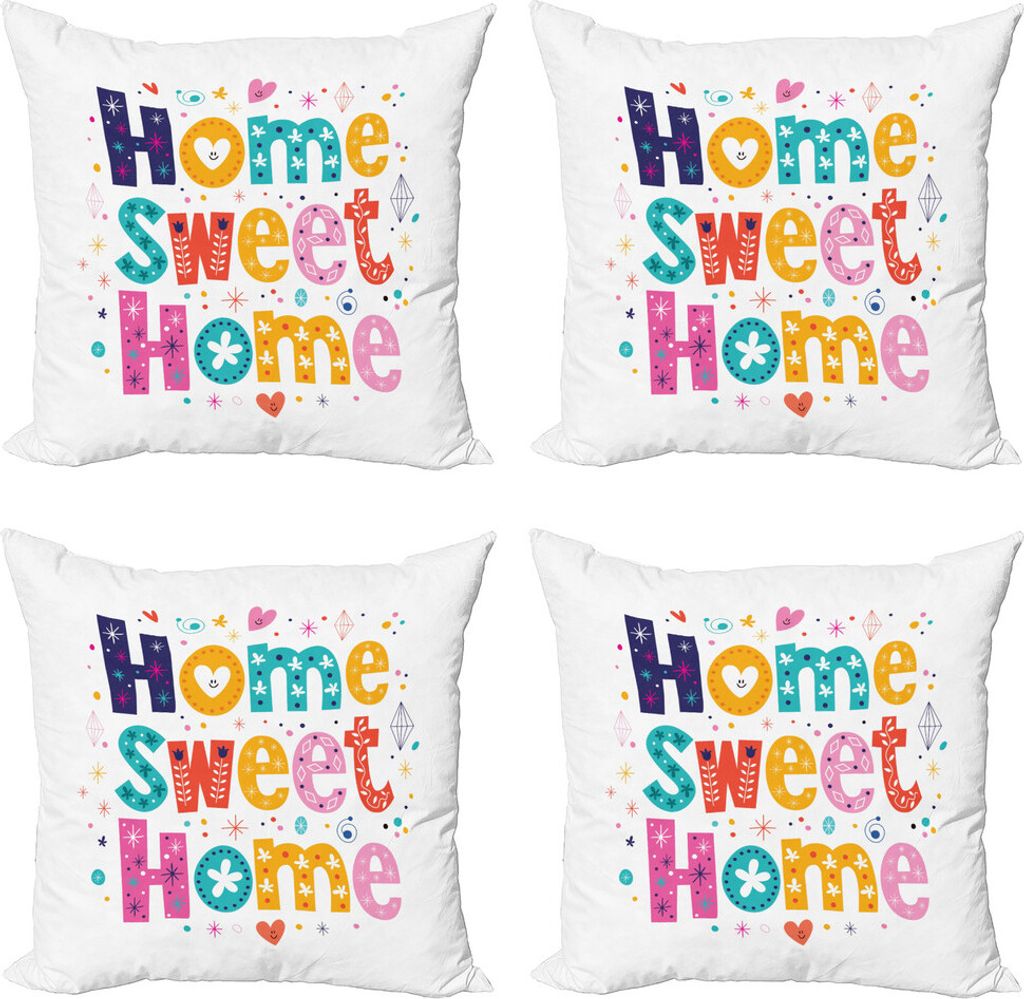 ABAKUHAUS Sprichwort Kissenbezug Set (4 Stück), Typography Phrase, Moderner Doppelseitiger Digitaldruck, 50 cm x 50 cm, Mehrfarbig