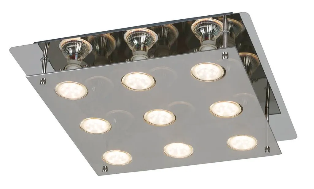 Luminaire Plafonnier 9 Spots GU10 Naomi en Métal et Verre Fumé Moderne