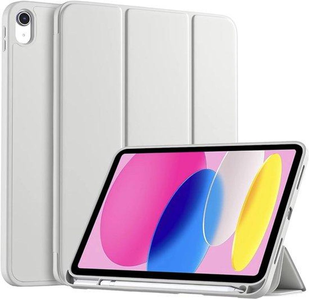 Tablet-Hülle für iPad 11 Zoll 2025 - Schutzfutter mit Stifthalter, silbergrau, TPU-Rahmen