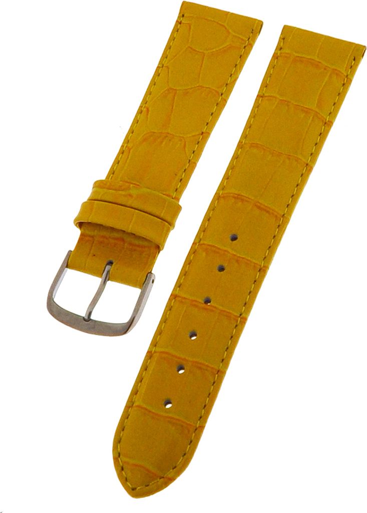 Uhrenarmband Kalbleder LEDER gelb 20mm Alligator-Struktur
