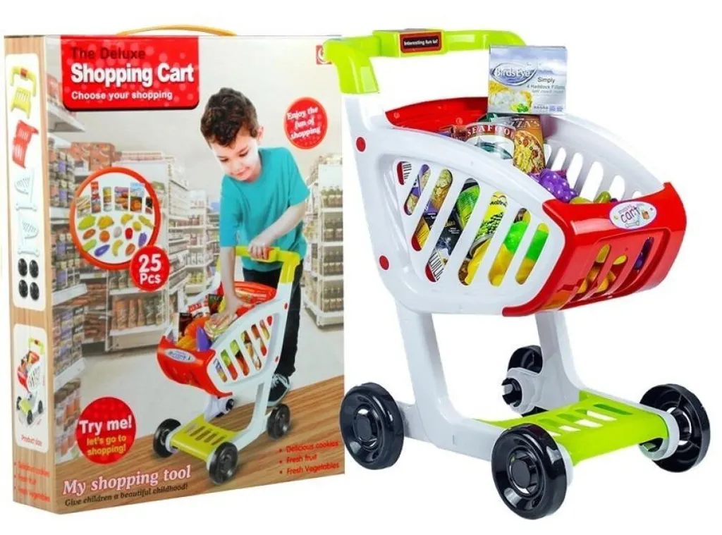 Petit chariot d'achat pour enfant avec 25 jouets pour apprendre à compter