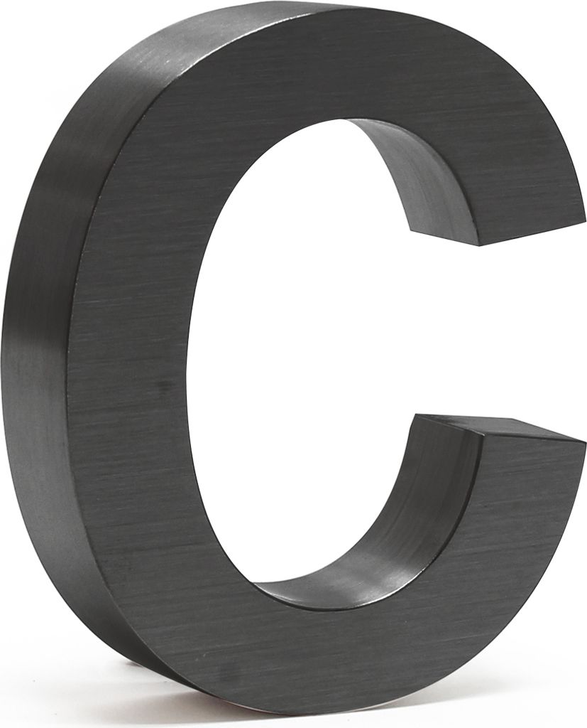 Wiltec Hausnummer c anthrazit Edelstahl Hausnummer in modernem 3D-Design, Höhe 15 cm, Schrift Arial, rostfrei und witterungsbeständig, mit Montag...