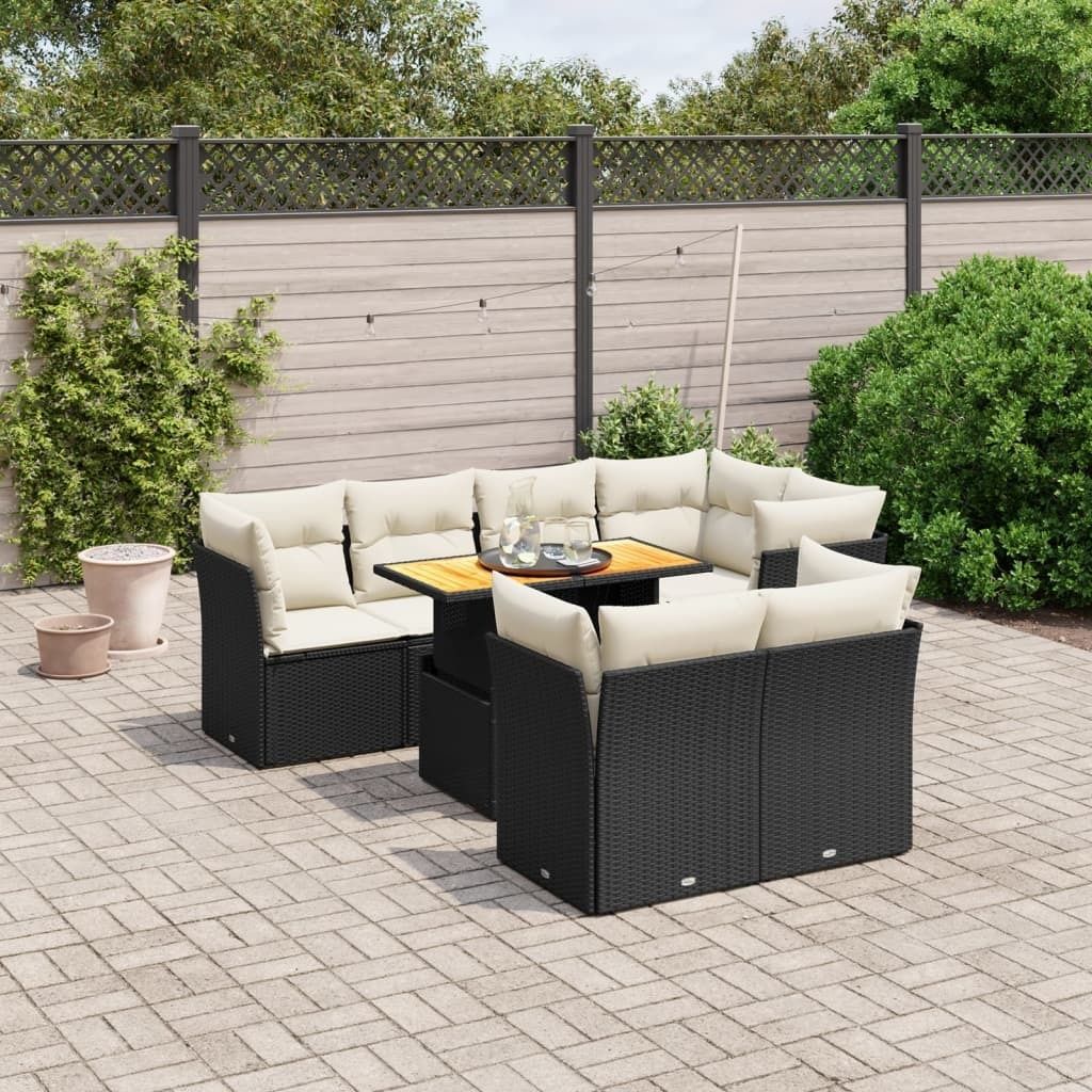 Maison Exclusive - 8-tlg. Garten-Sofagarnitur mit Kissen Schwarz Poly Rattan