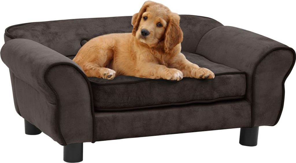 vidaXL Sofa dla psa brązowa 72x45x30 cm pluszowa Zdjęcie produktu 