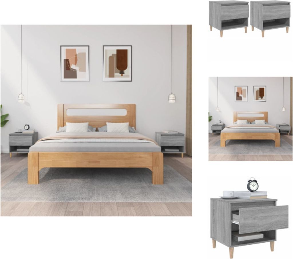 vidaXL Nachttische 2 Stk. Grau Sonoma 50x46x50 cm Holzwerkstoff - Nachttische
