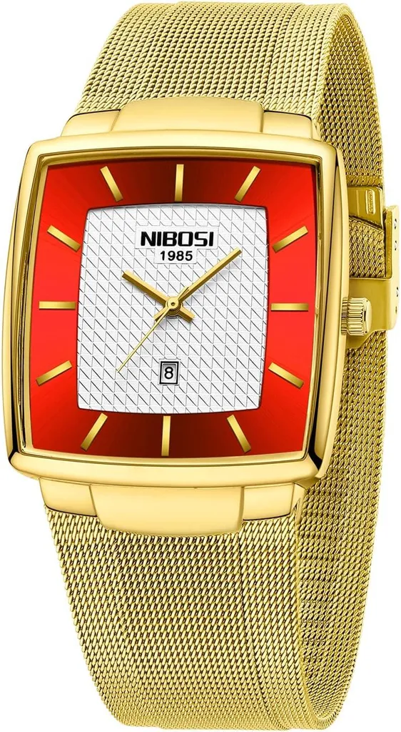 Orologi da uomo lusso militare resistente all'acqua quarzo analogico orologio da polso quadrato per gli uomini con bracciale in acciaio inox maglia calendario data