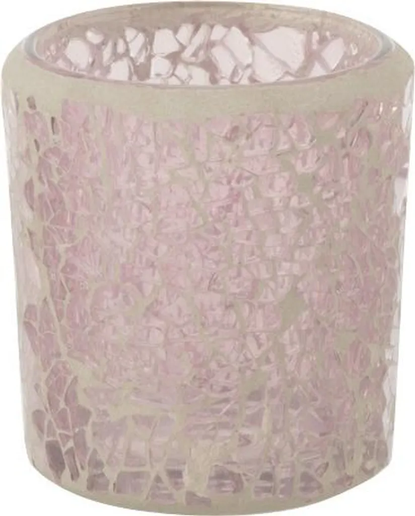 Photophore porte-lampion rose en mosaïque de verre J-Line Ø 5.5