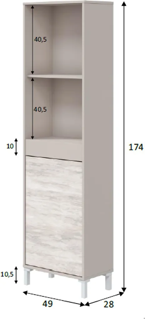 Buffet Haut de Rangement Spineda Beige 49x28x174 cm Style Moderne - 3