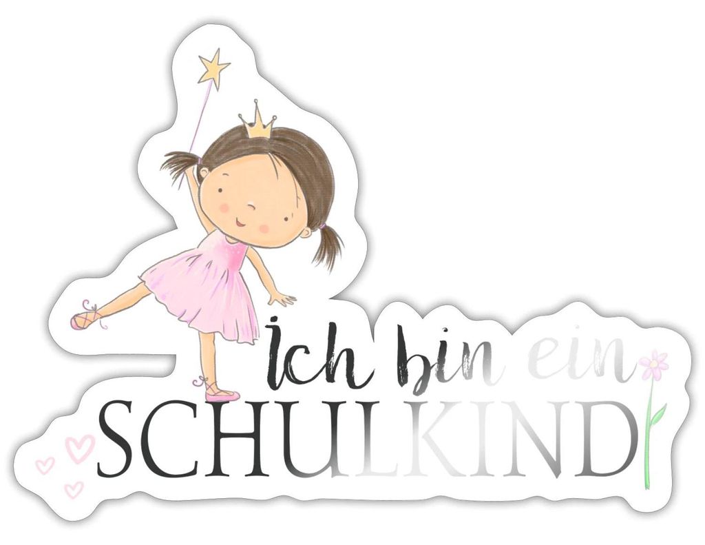 Spreadshirt Einschulung Ich Bin ein Schulkind Prinzessin Sticker Aufkleber, 10 x 10 cm, Weiß glänzend