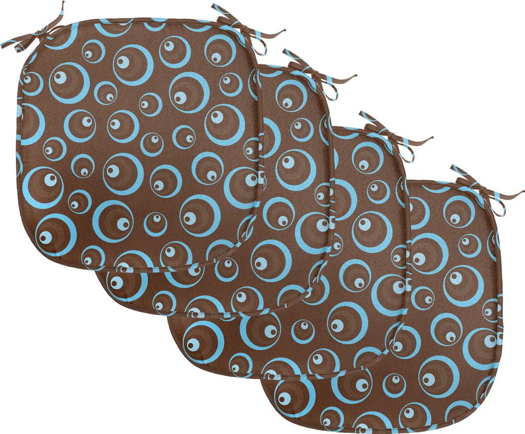 ABAKUHAUS Brown und Blau Polster für Esszimmerstühle, Kreisauslegung, Dekoratives wasserfestes Kissen mit Riemen für Küchensitze, 40 cm x 40 cm...