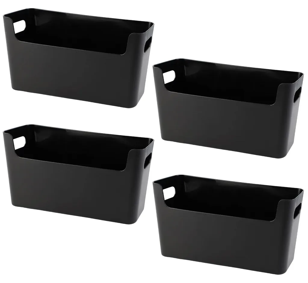 Panier de rangement noir, organiseur de salle de bain 4 pièces compact