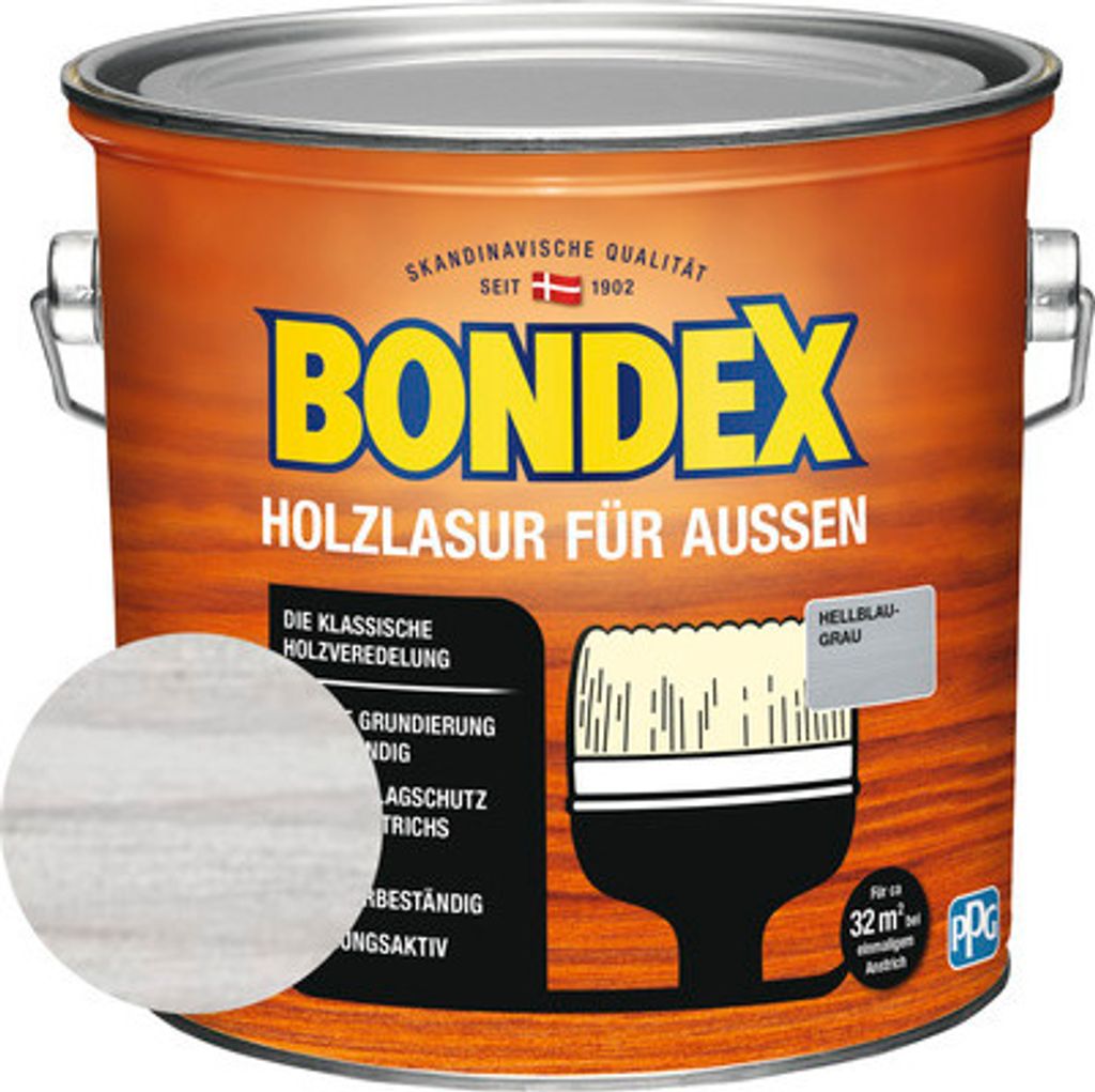 BONDEX Holzlasur hellblau - grau 2,5 l Produktbild 