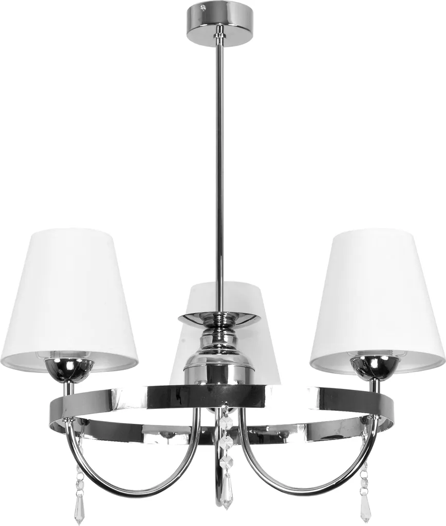 Plafonnier chic en chrome et tissu blanc DIANA BIANCO finition luxe