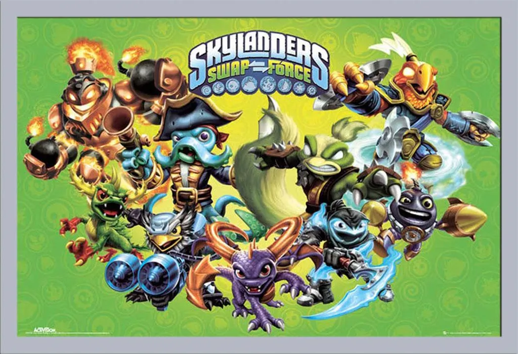 Poster Skylanders Swap Force Landscape avec cadre Shinsuke Maxi MDF Argent