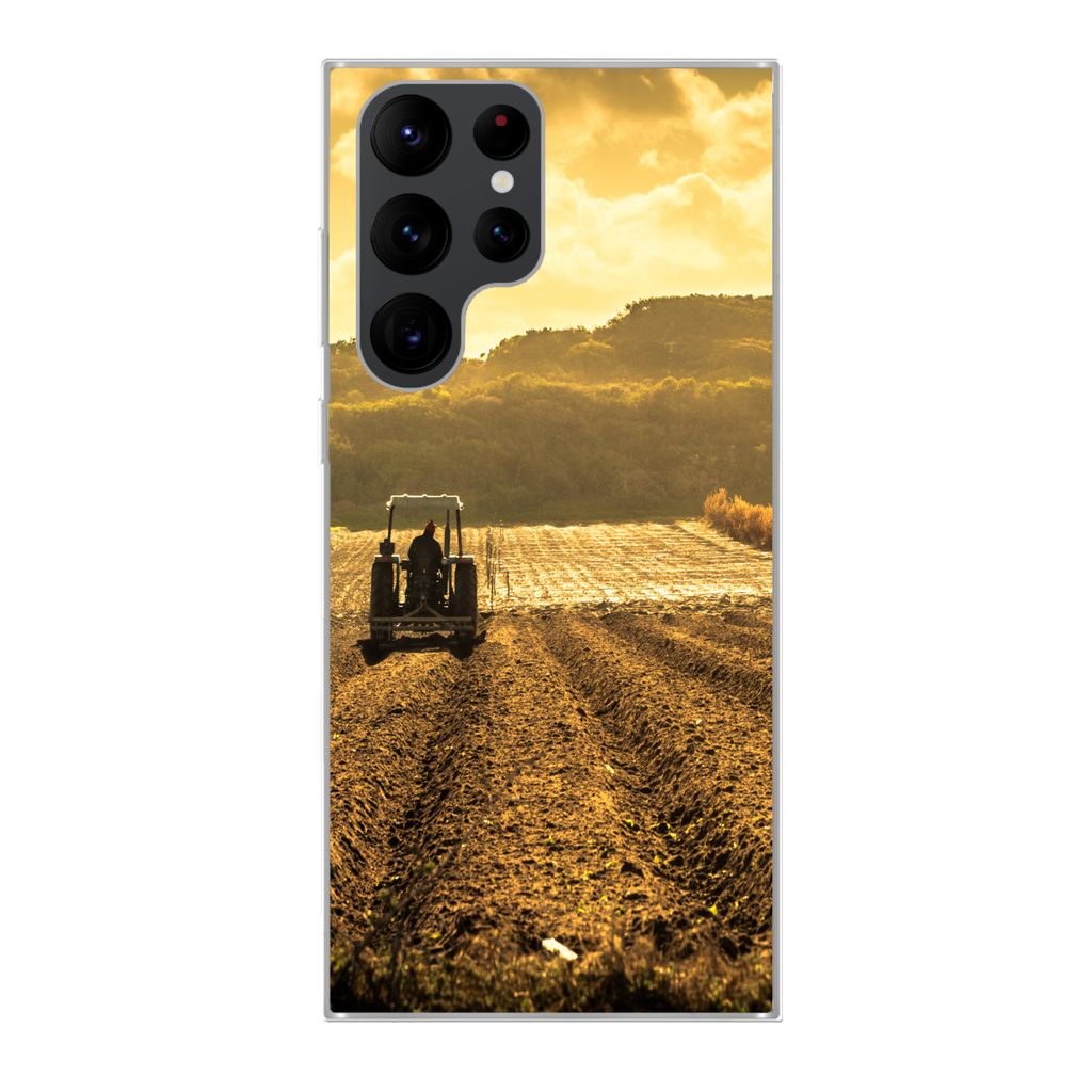 MuchoWow Handyhülle Schutzhülle Hülle für Samsung Galaxy S22 Ultra Traktor - Bauernhof - Berg Silikon Softcase Handy Hülle - Abbildung