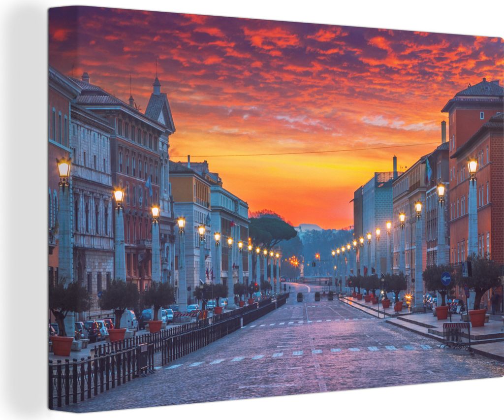OneMillionCanvasses - Leinwandbilder - 140x90 cm, Via della Conciliazione verbindet die Vatikanstadt mit der Engelsburg in Rom, Wandbilder Kunstd...