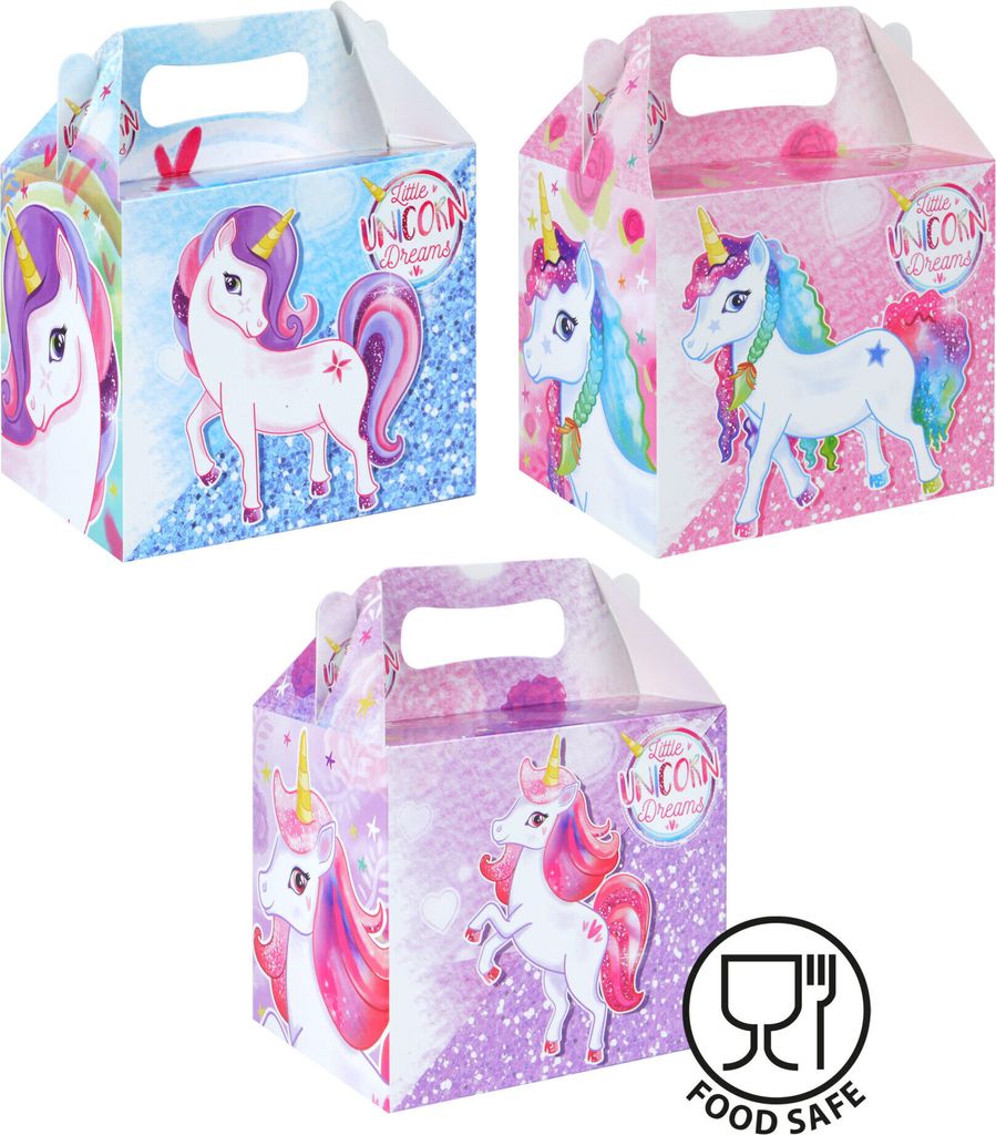 Einhorn-Lunchboxen (3 verschiedene Designs), 12 Stück, Behälter
