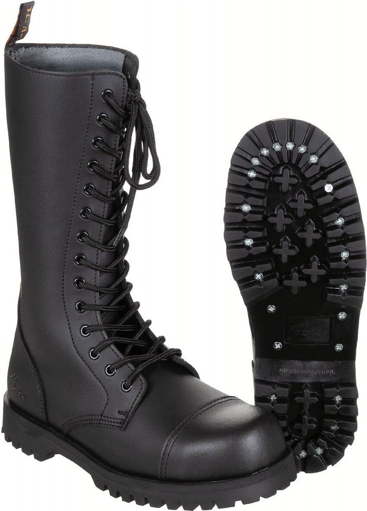 PureTrash Stiefel, 14-Loch, "Pure Trash", schwarz, Stahlkappe, Schrauben