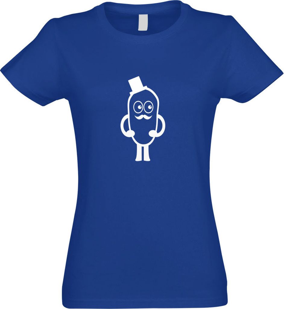 Kiwistar - T-Shirt tailliert - Damen - royal - Mr. Mustache - mit Motiv Bedruckt - Funshirt Design - Sport - Freizeit - Damen - XXL