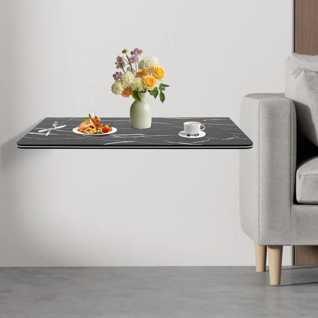 Console murale rabattable noire 80 cm - Bureau d'appoint pour studio - 3