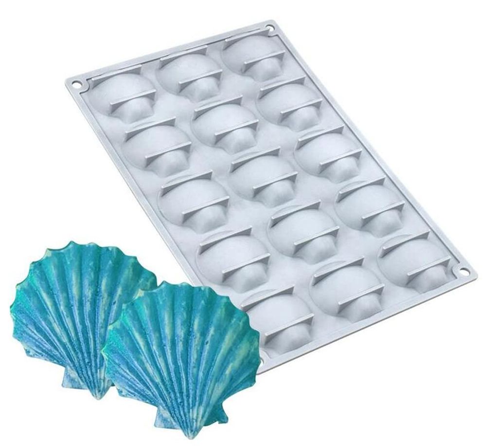 Silikon-Backform, 15 Mulden, Muschelform, 29,6 x 19,6 cm, BPA-frei
