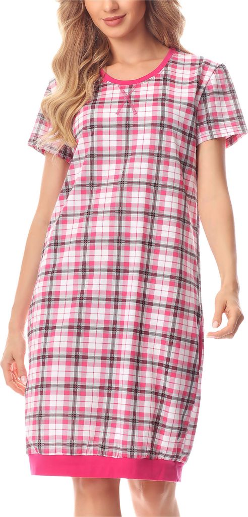 Merry Style Damen Nachthemd MS10-184 (Rosa/Kariert, M)