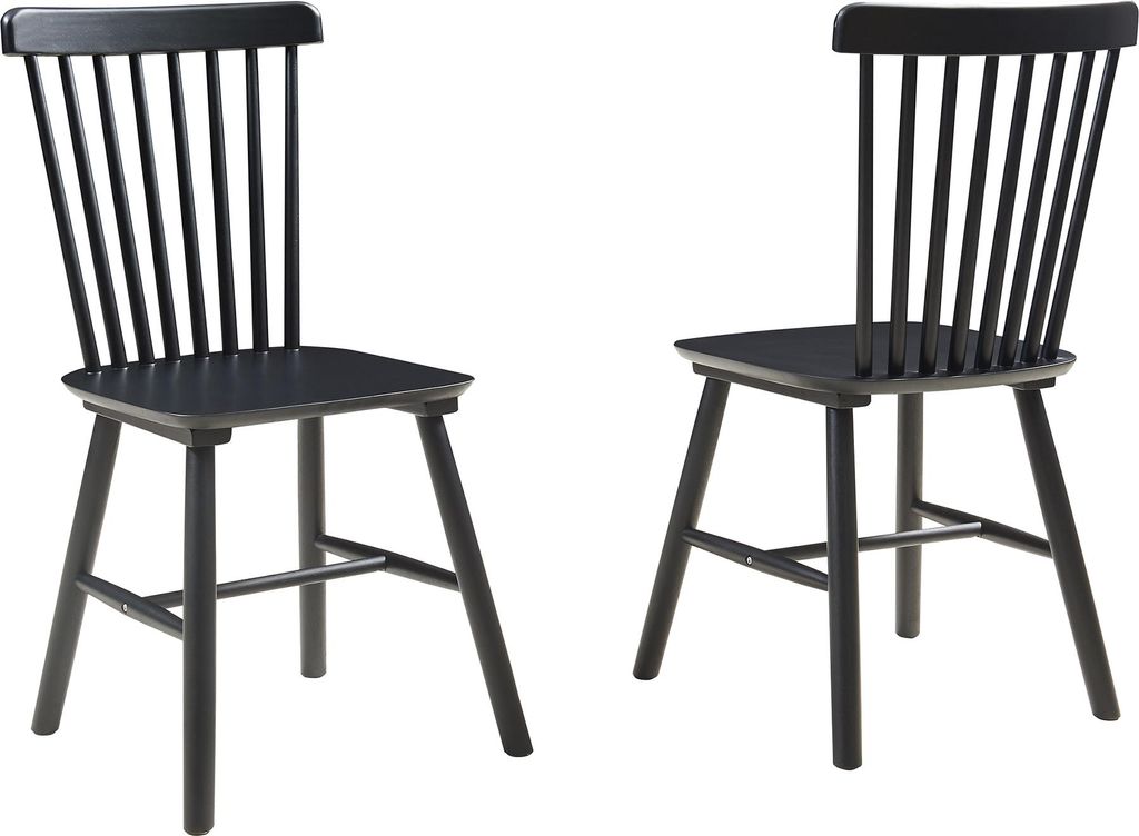 Esszimmerstuhl ‘Karmoy' 2er Set Küchenstühle 89 x 46 x 52 cm Holz Schwarz