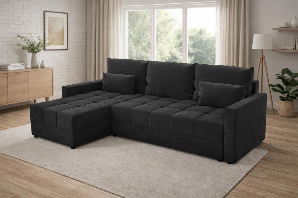 Ecksofa DOMINO L mit Schlaffunktion, Bettkasten, L-Form Produktbild 