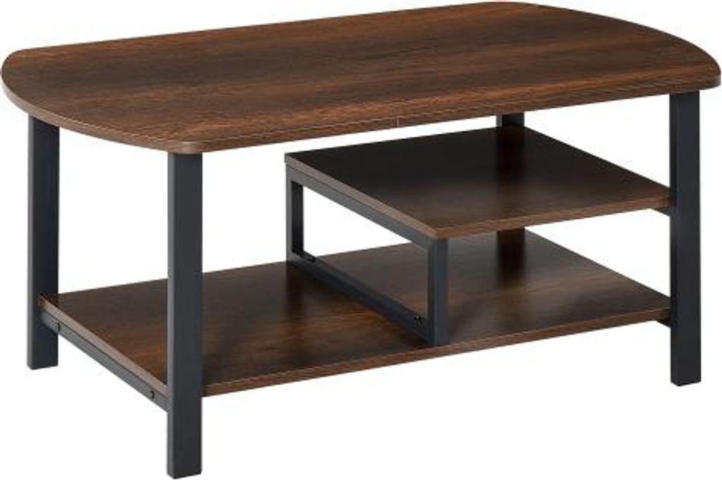 Braun 100x60x46cm Couchtisch Moderner Wohnzimmertisch Mit Ablageflaechen Aus Spanplatte Und Stahl Fuer Stilvolle Wohnzimmergestaltung