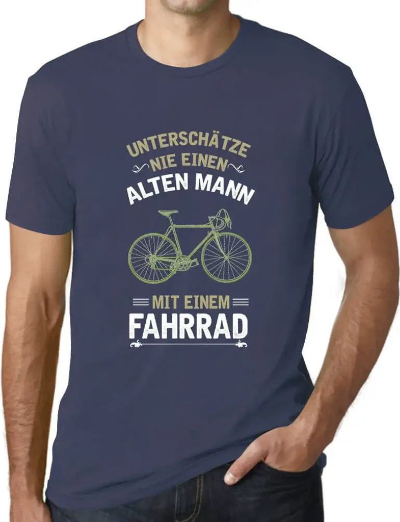 Herren Grafik T-Shirt Alten Mann Fahrrad Öko-Verantwortlich Vintage Jahrgang Kurzarm Lustige Druck Geburtstag Geschenk Mann