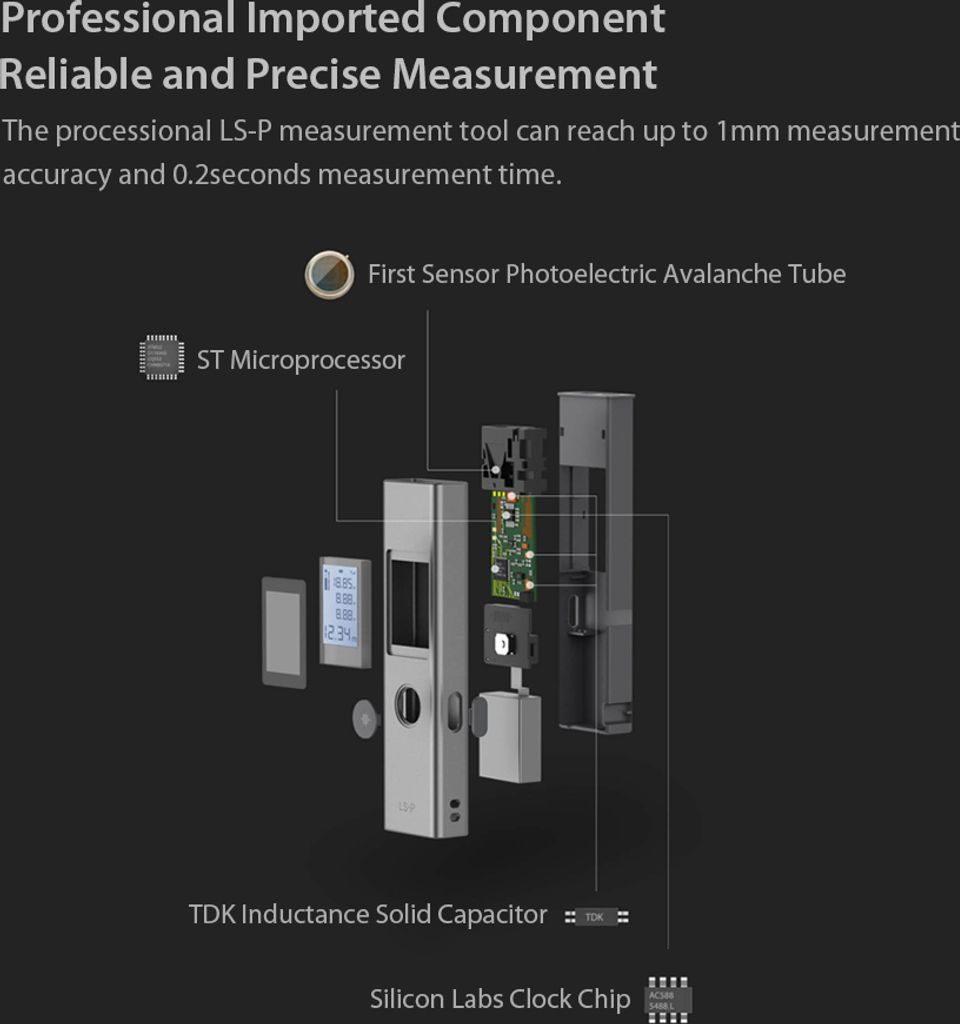 DUKA Laser-Entfernungsmesser LS-P tragbarer hochpräziser Produktbild 4