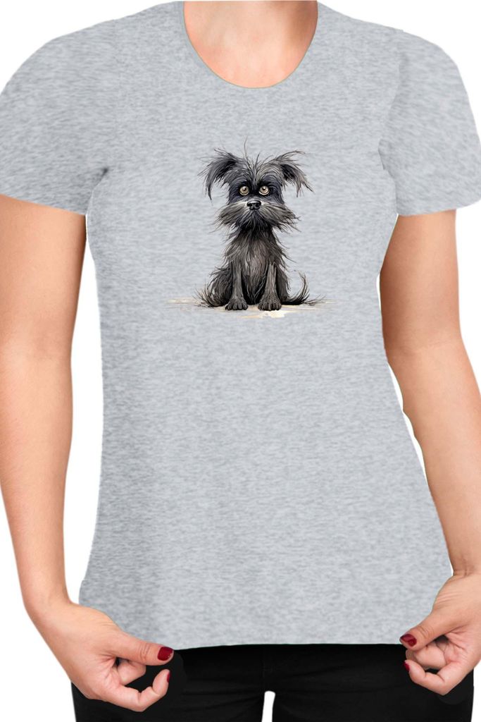 Damen T-Shirt Funny Dogs Breeds Affenpinscher Dog Breed, Lady L / Grau