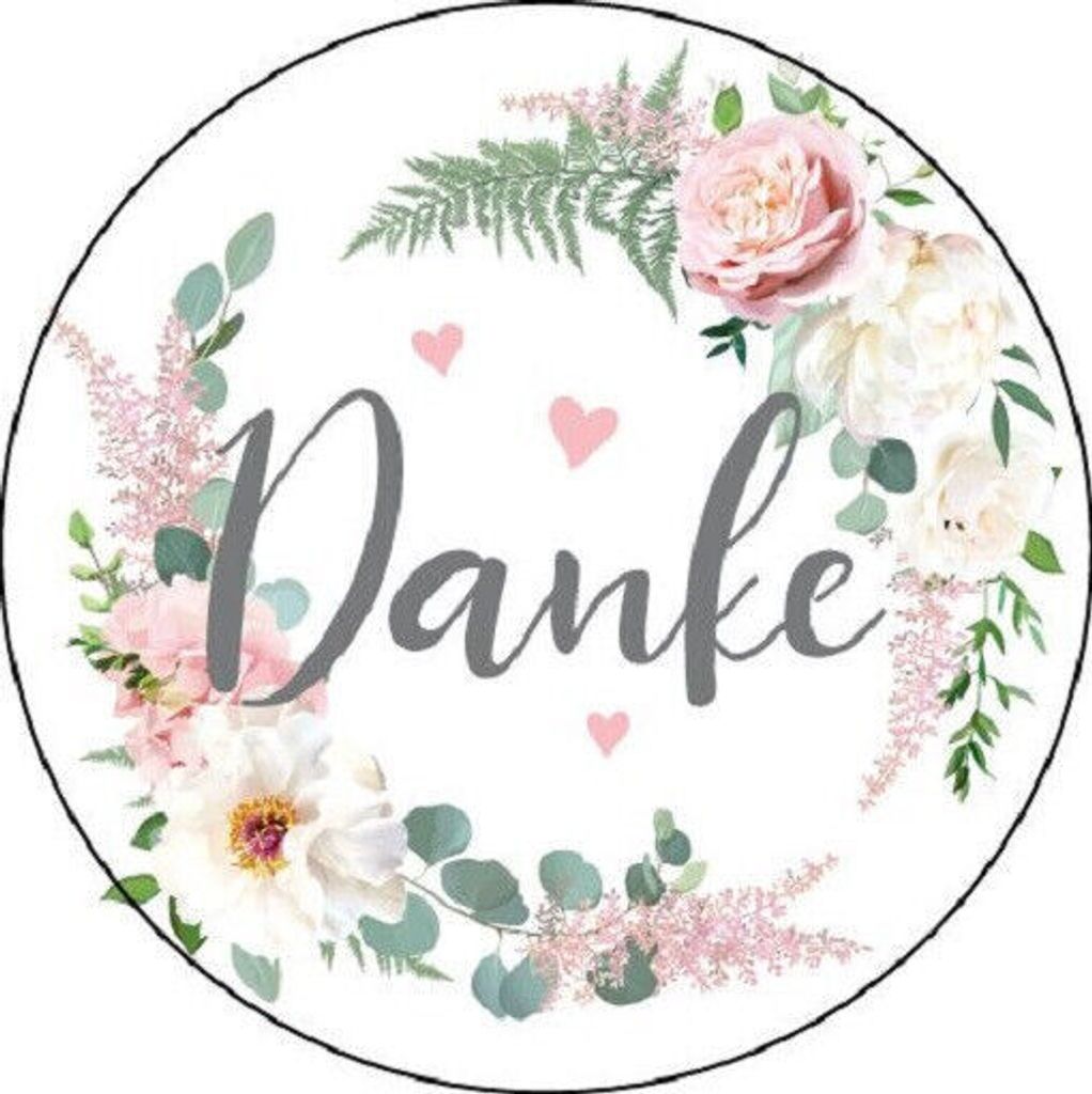 48x hochwertige Etiketten "Danke" rund hohe Klebekraft 4cm Produktbild 