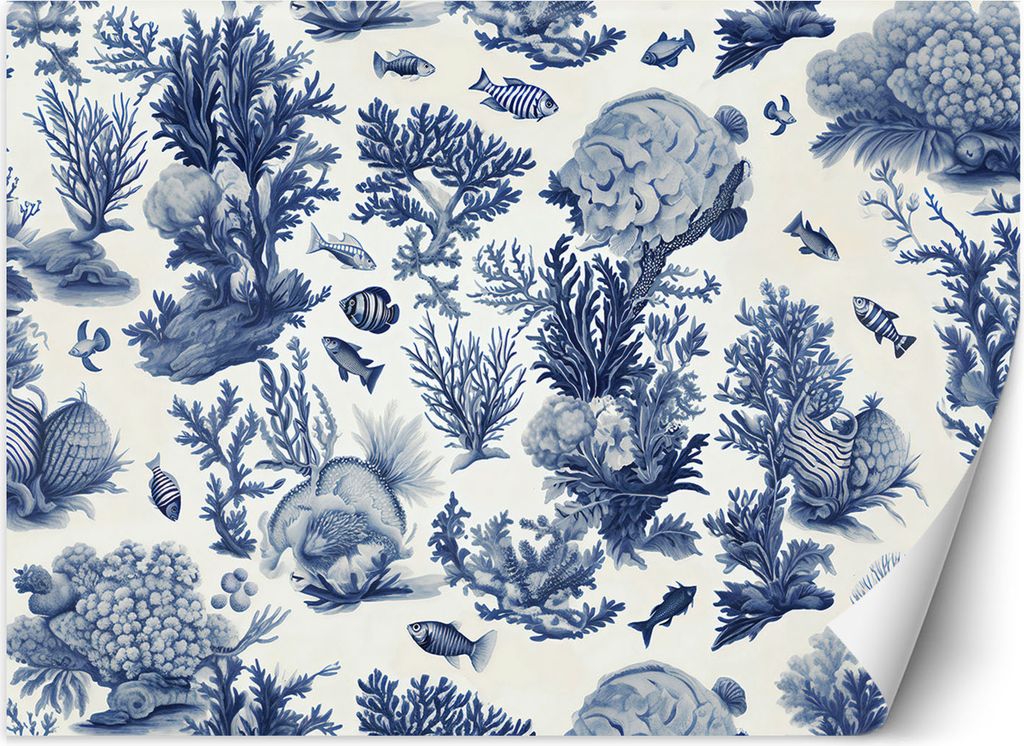 Vlies fototapete Meerestiere und -pflanzen 150x105 cm Feeby Blau inkl. Kleber einfache Montage
