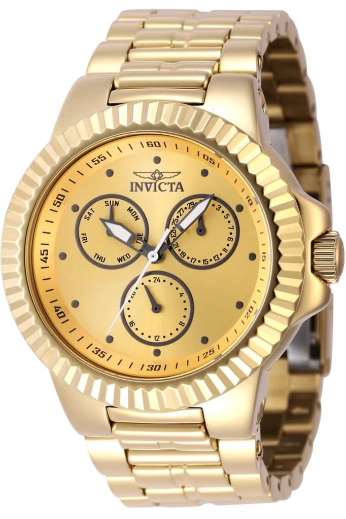 Invicta Subaqua 46600 uhr - Wasserdicht - Analog - Quarzuhrwerk - Edelstahl mit goldenen zifferblat - 42mm