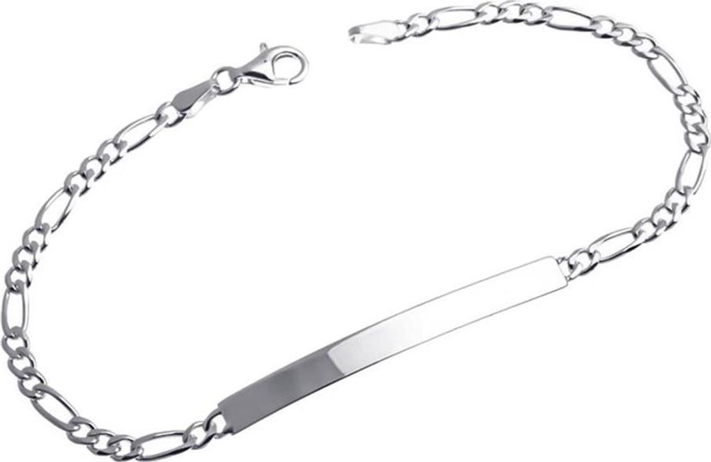 SILBERKETTEN STORE Figaro-Gravurarmband 4mm - 925 Silber, Länge wählbar von 16-22cm - 18cm