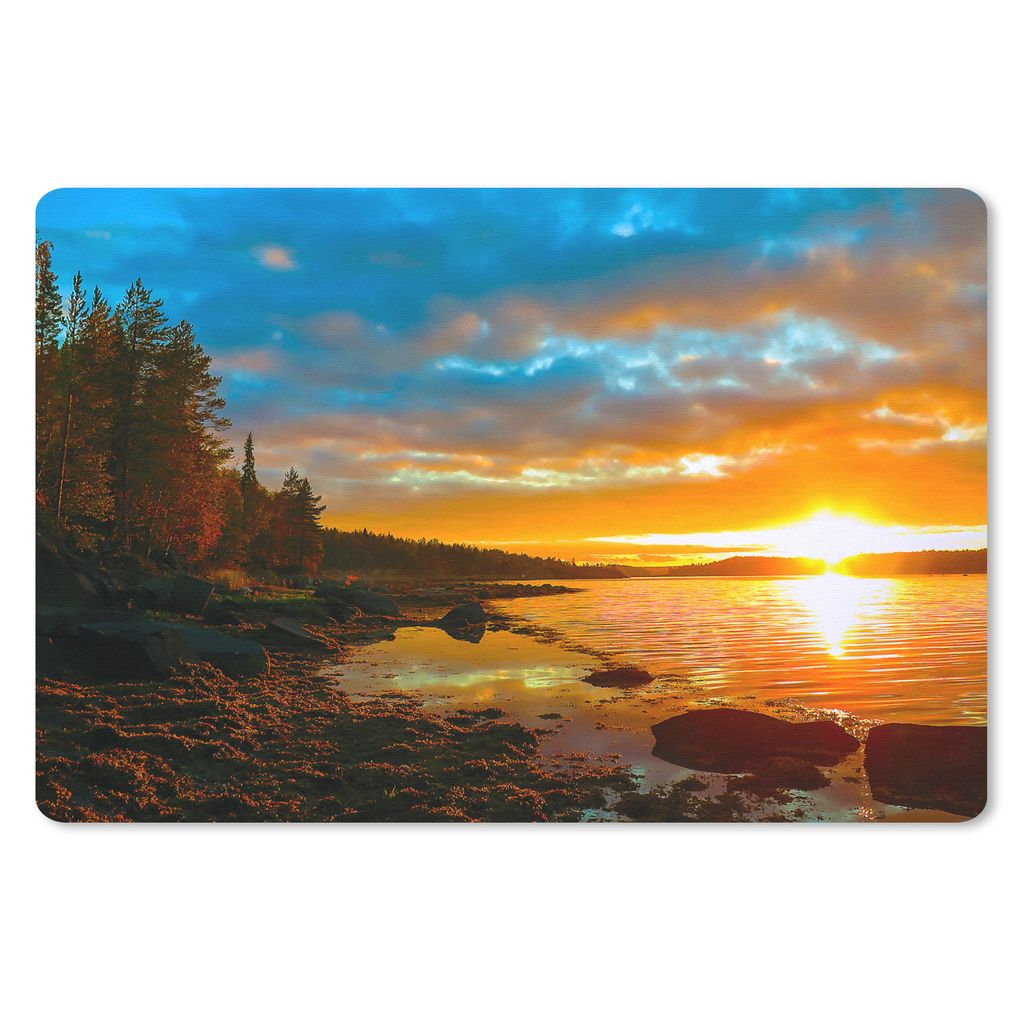 MuchoWow Mauspad Mousepad Sonne - Landschaft - Wasser - Bäume 27x18 cm - Mousepads - Maus Mat - Pad - Mausunterlage - Büroartikel - Desk Matten