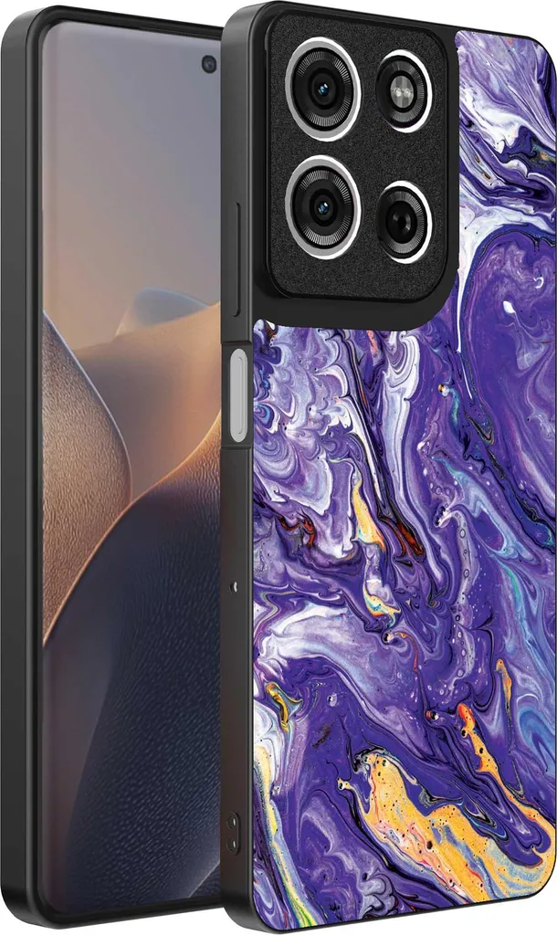 Cover Motorola Edge 60 Pro Marmo Oro Viola | Custodia TPU Elegante